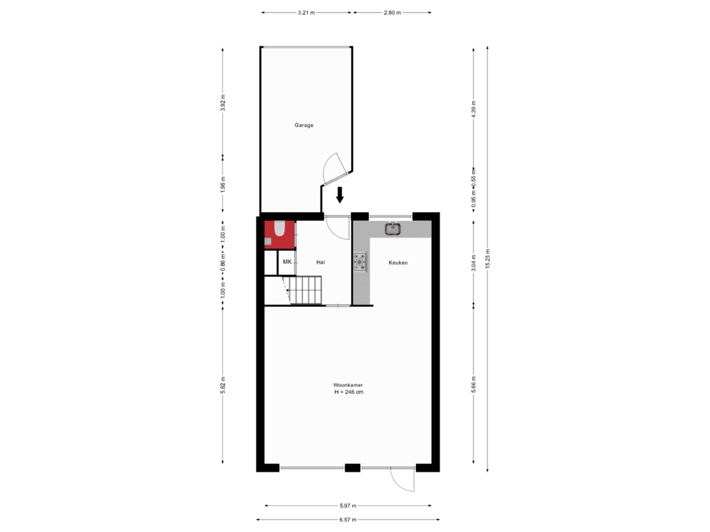 View floorplan of Begane grond of Eelerbergstraat 64