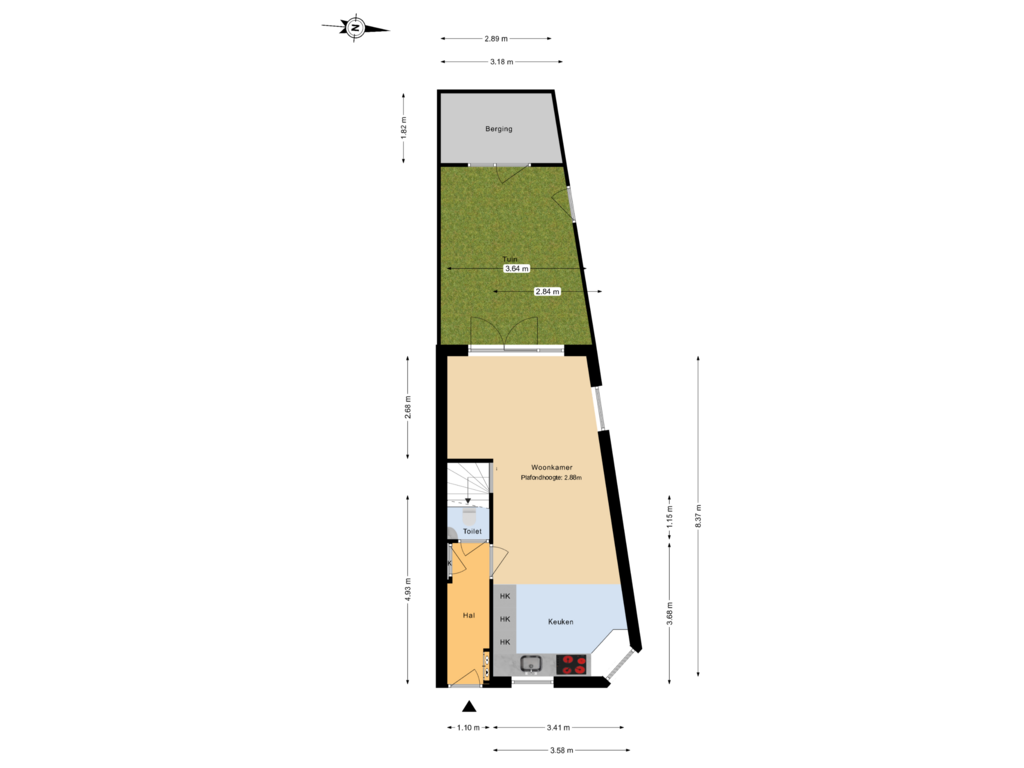 Bekijk plattegrond van Begane grond tuin van Wilhelminastraat 24