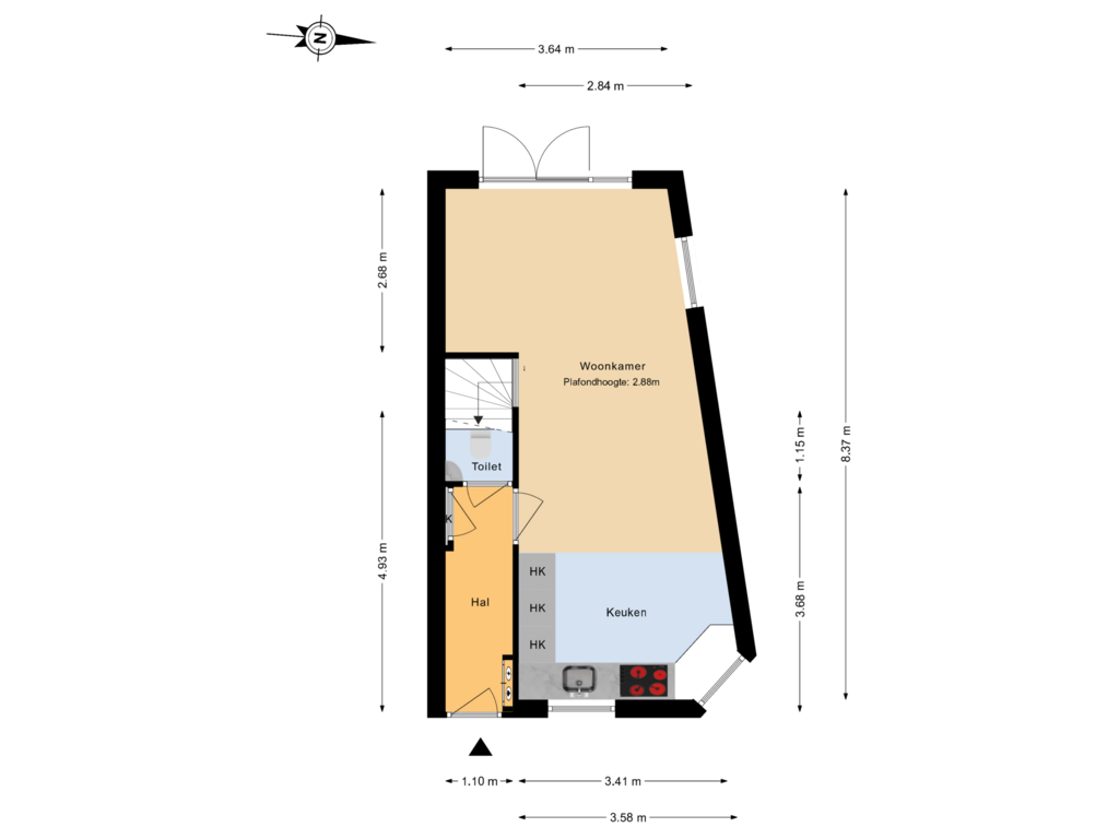 Bekijk plattegrond van Begane grond van Wilhelminastraat 24