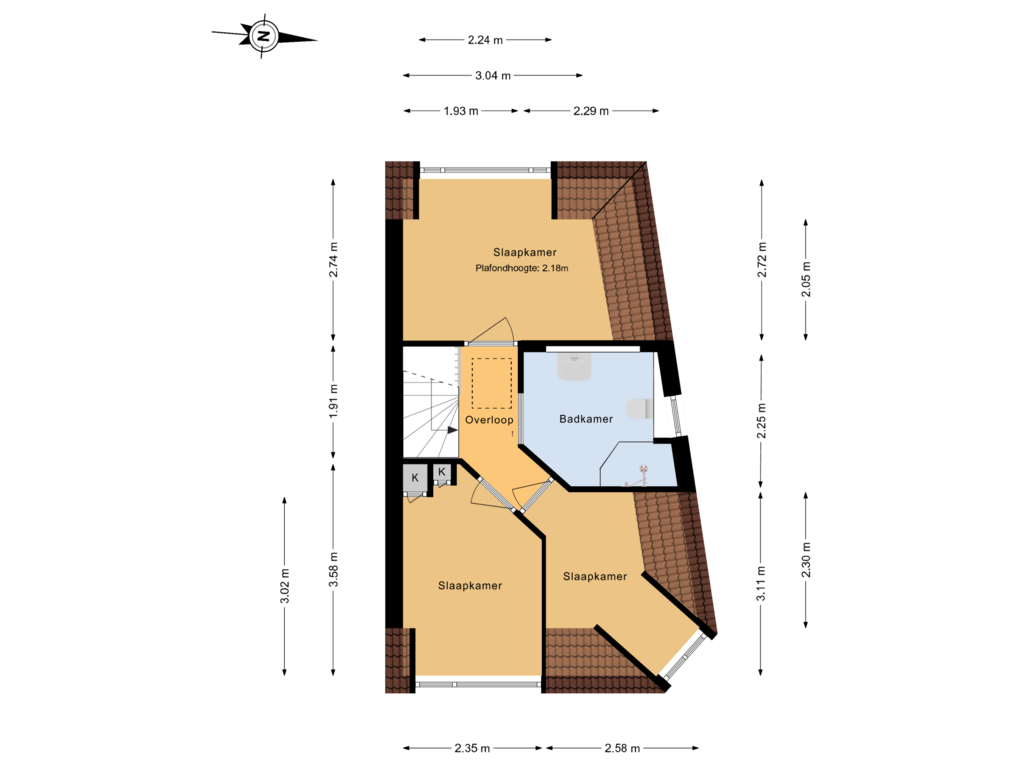 Bekijk plattegrond van 1e verdieping van Wilhelminastraat 24