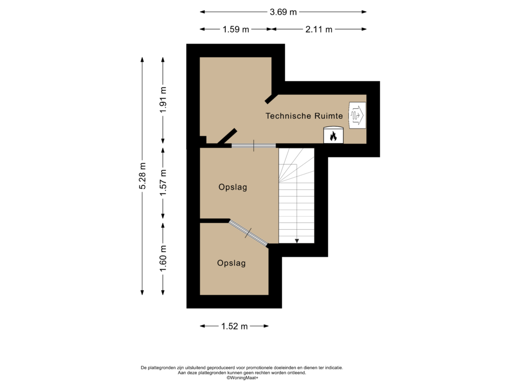 Bekijk plattegrond van Kelder van Bosboomstraat 31