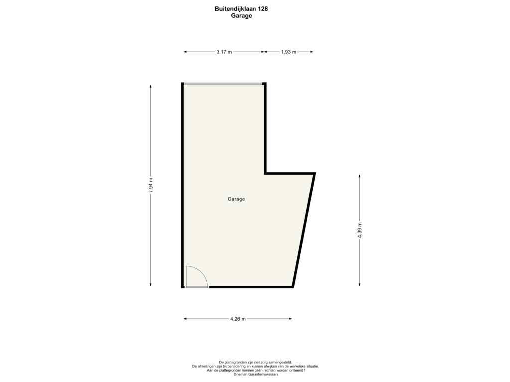 Bekijk plattegrond van Garage / Berging van Buitendijklaan 128