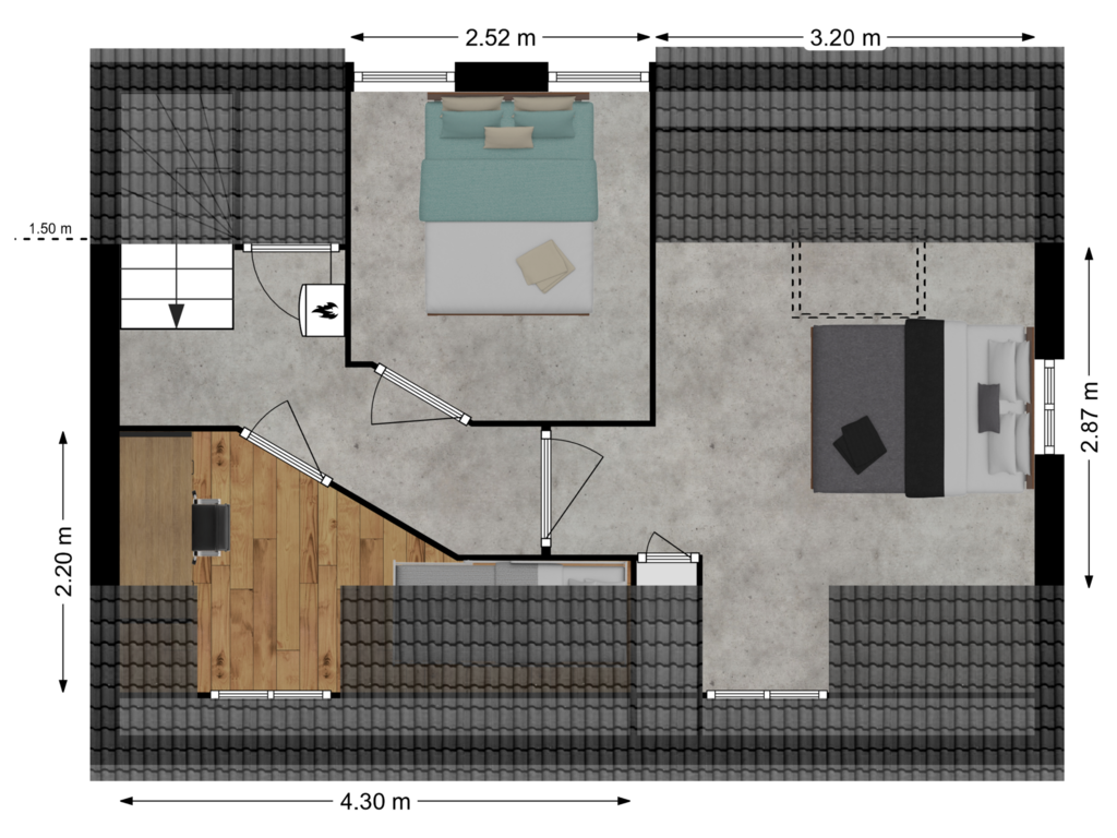 Bekijk plattegrond van Etage van Oudkerkseweg 29