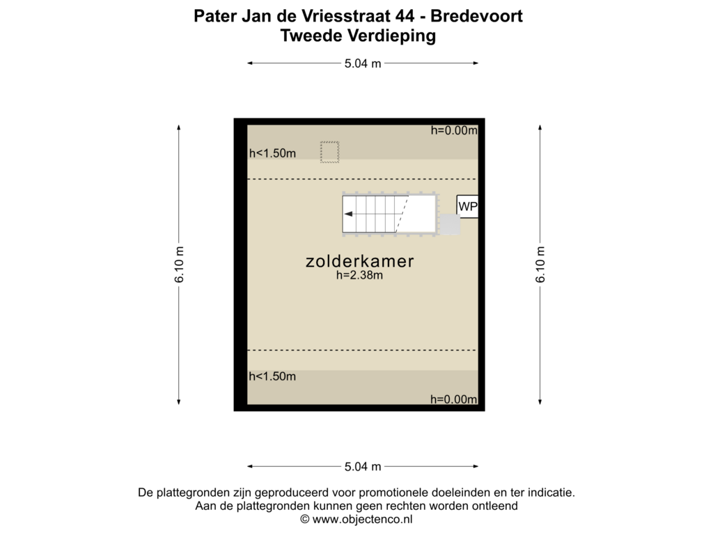 Bekijk plattegrond van TWEEDE VERDIEPING van Pater Jan de Vriesstraat 44