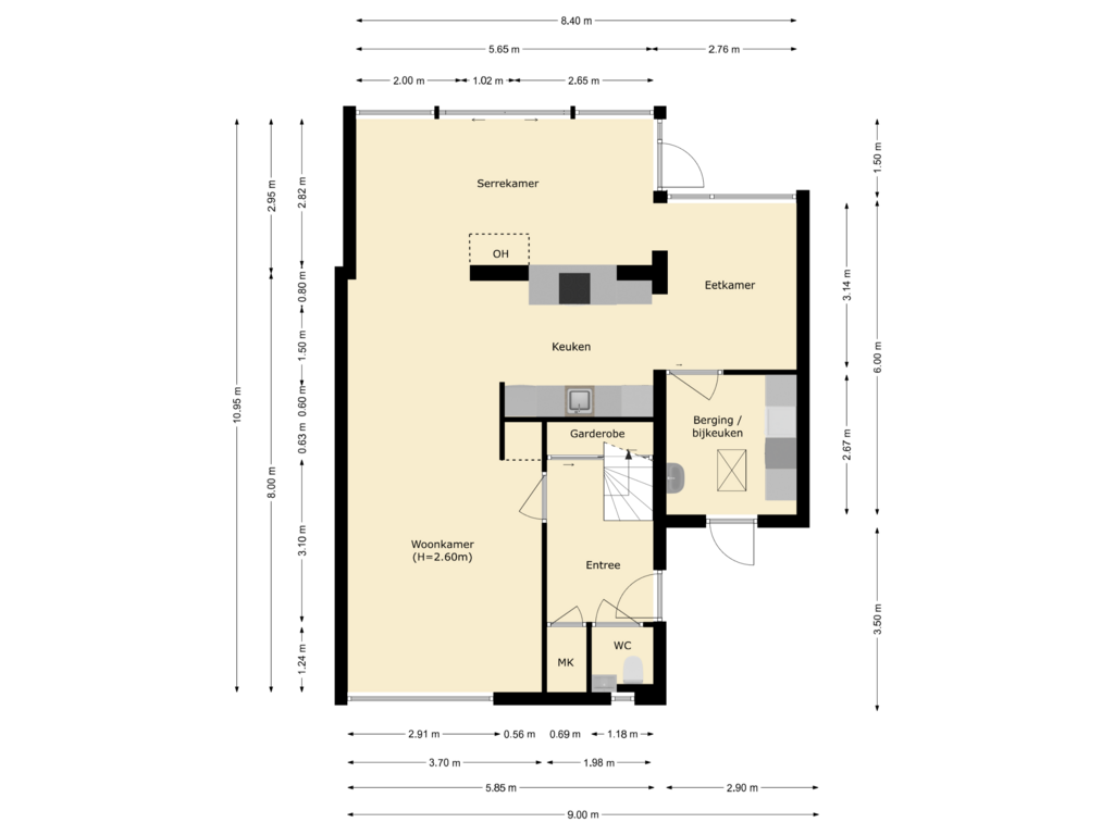 Bekijk plattegrond van begane grond van Singel 5