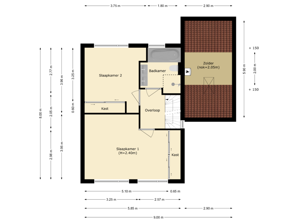 Bekijk plattegrond van eerste verdieping van Singel 5