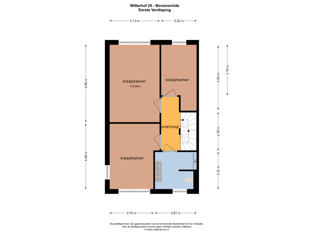 View floorplan of EERSTE VERDIEPING of Witterhof 20