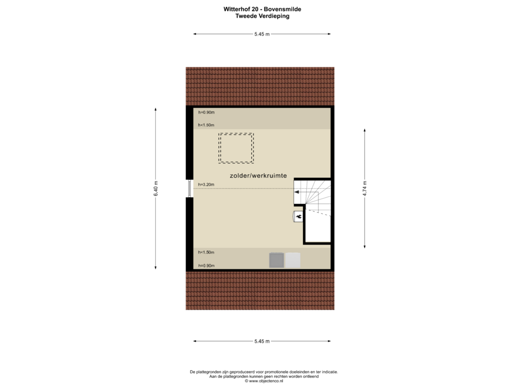 View floorplan of TWEEDE VERDIEPING of Witterhof 20