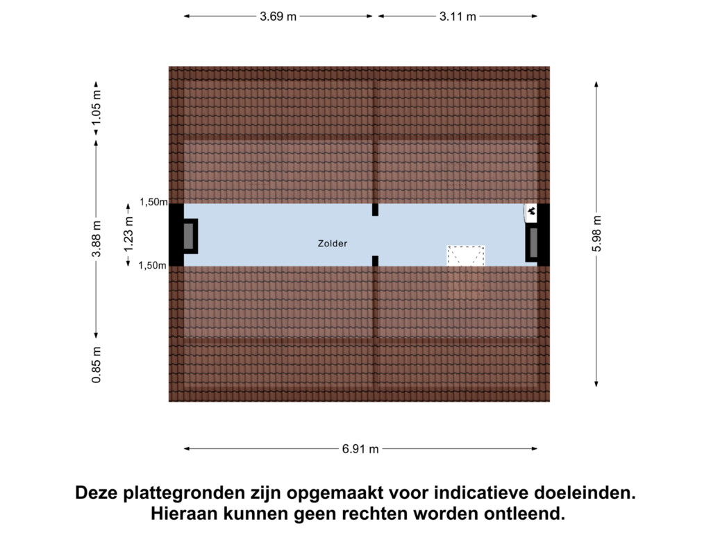 Bekijk plattegrond van Zolder van Kleefsestraat 5