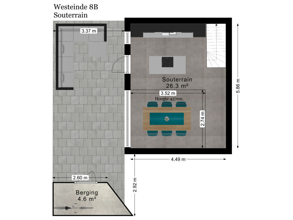 Bekijk plattegrond van Souterrain van Westeinde 8-B