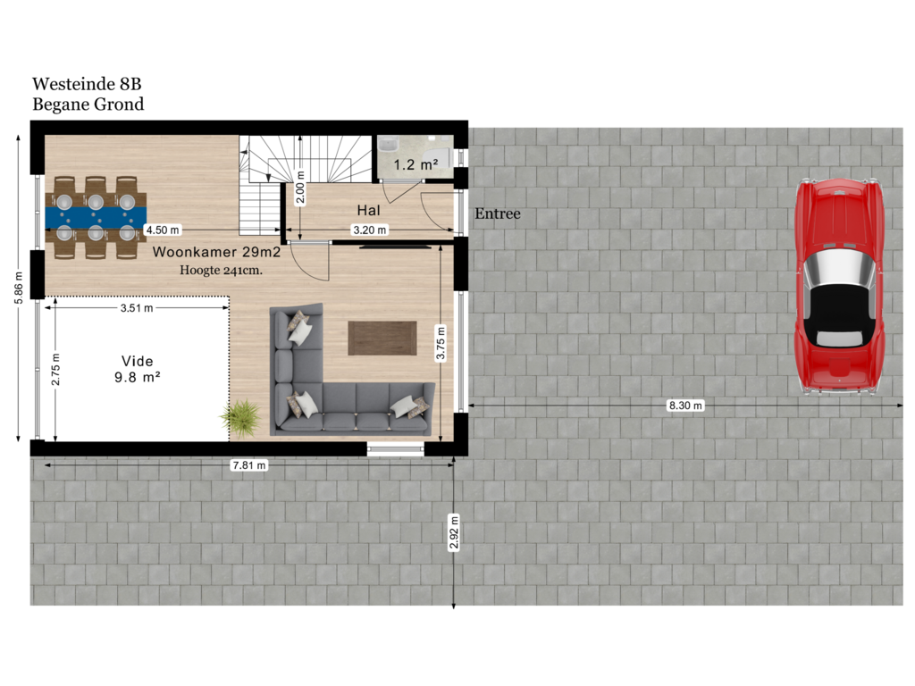 Bekijk plattegrond van Begane Grond van Westeinde 8-B