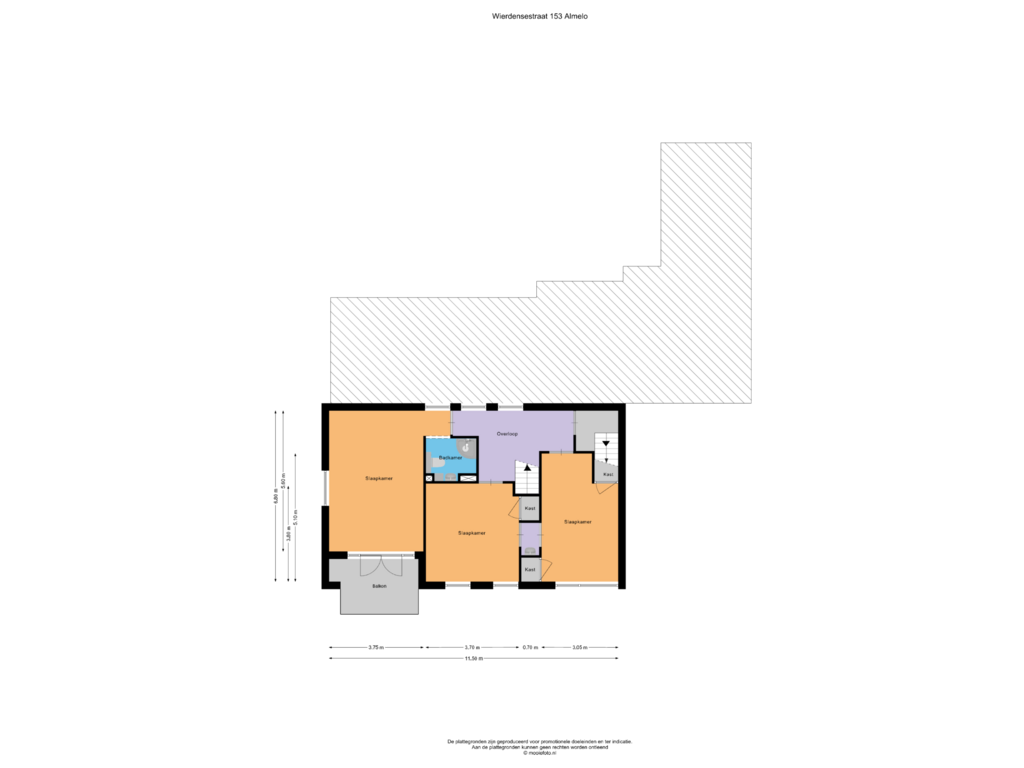 View floorplan of Verdieping of Wierdensestraat 153