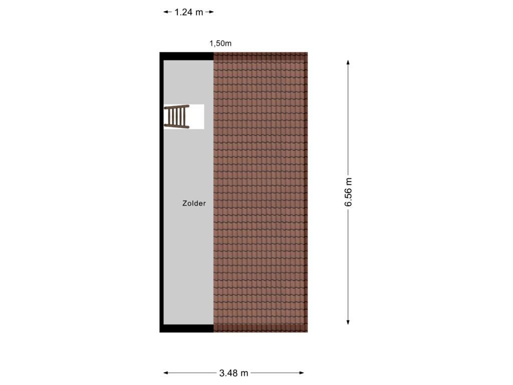 View floorplan of Zolder of Zutphen-Emmerikseweg 8