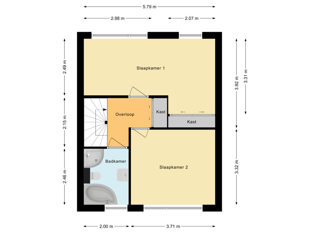 View floorplan of Eerste verdieping of Prinses Beatrixstraat 6