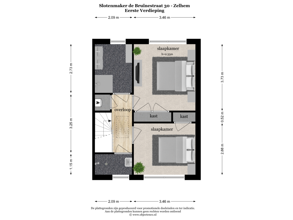 View floorplan of EERSTE VERDIEPING of Slotemaker de Bruïnestr 30