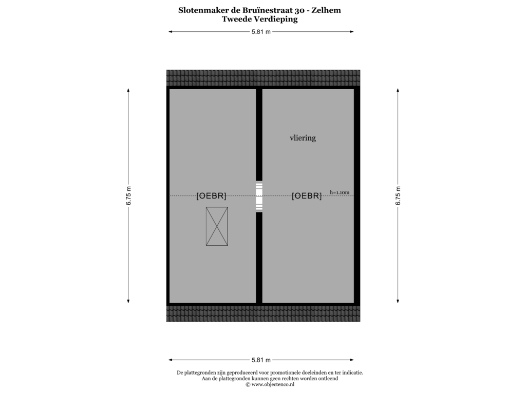 View floorplan of TWEEDE VERDIEPING of Slotemaker de Bruïnestr 30