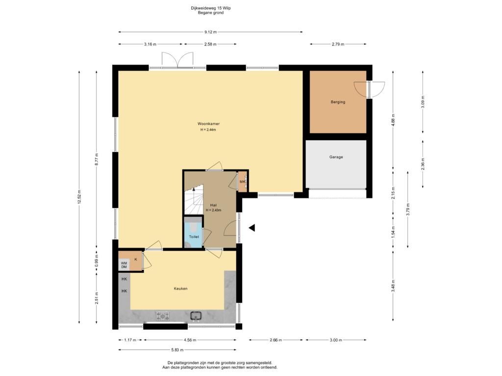 View floorplan of Begane grond of Dijkweideweg 15