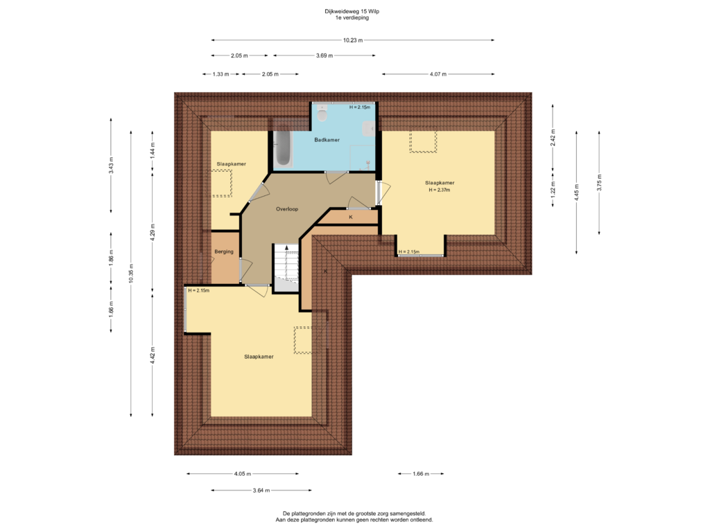 View floorplan of 1e verdieping of Dijkweideweg 15