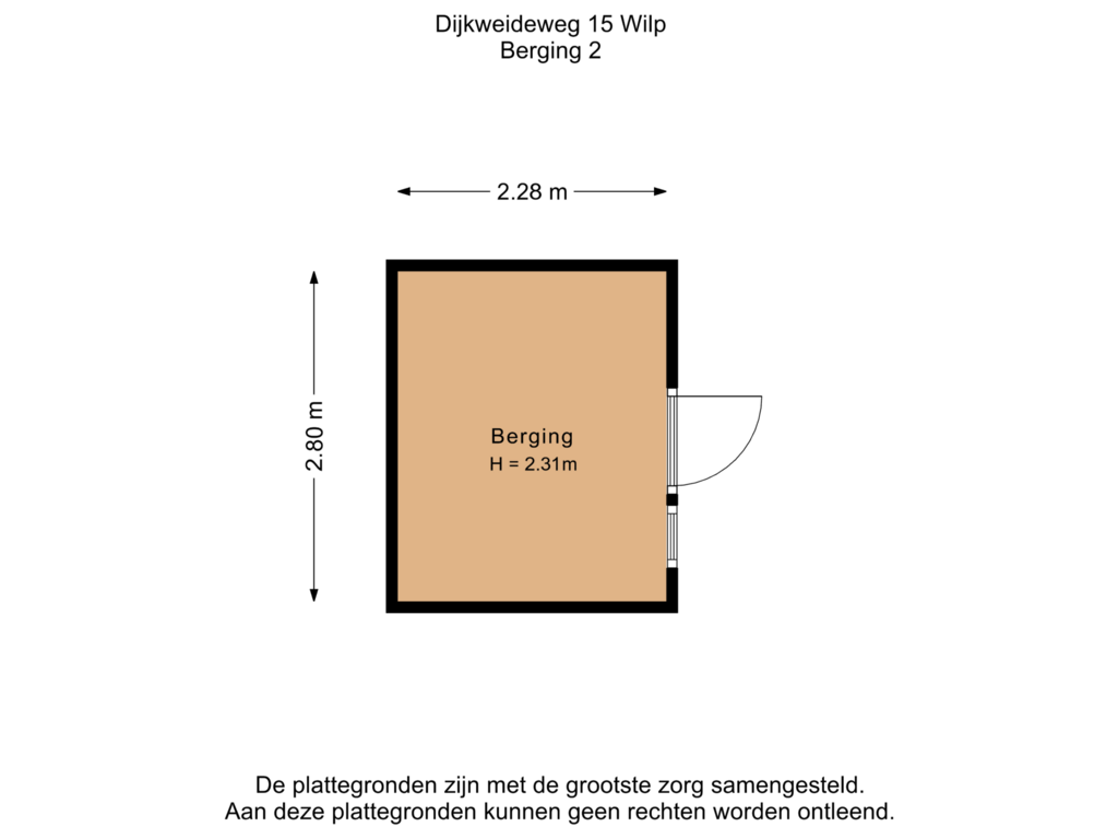 View floorplan of Berging 2 of Dijkweideweg 15