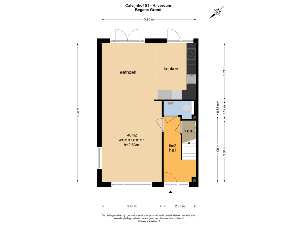 Bekijk plattegrond van BEGANE GROND van Calvijnhof 51