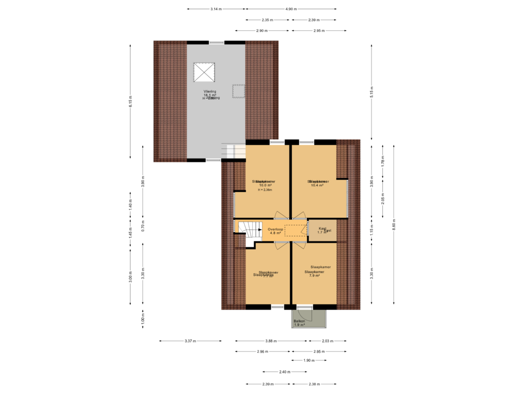 View floorplan of 1e verdieping of Bredewei 6