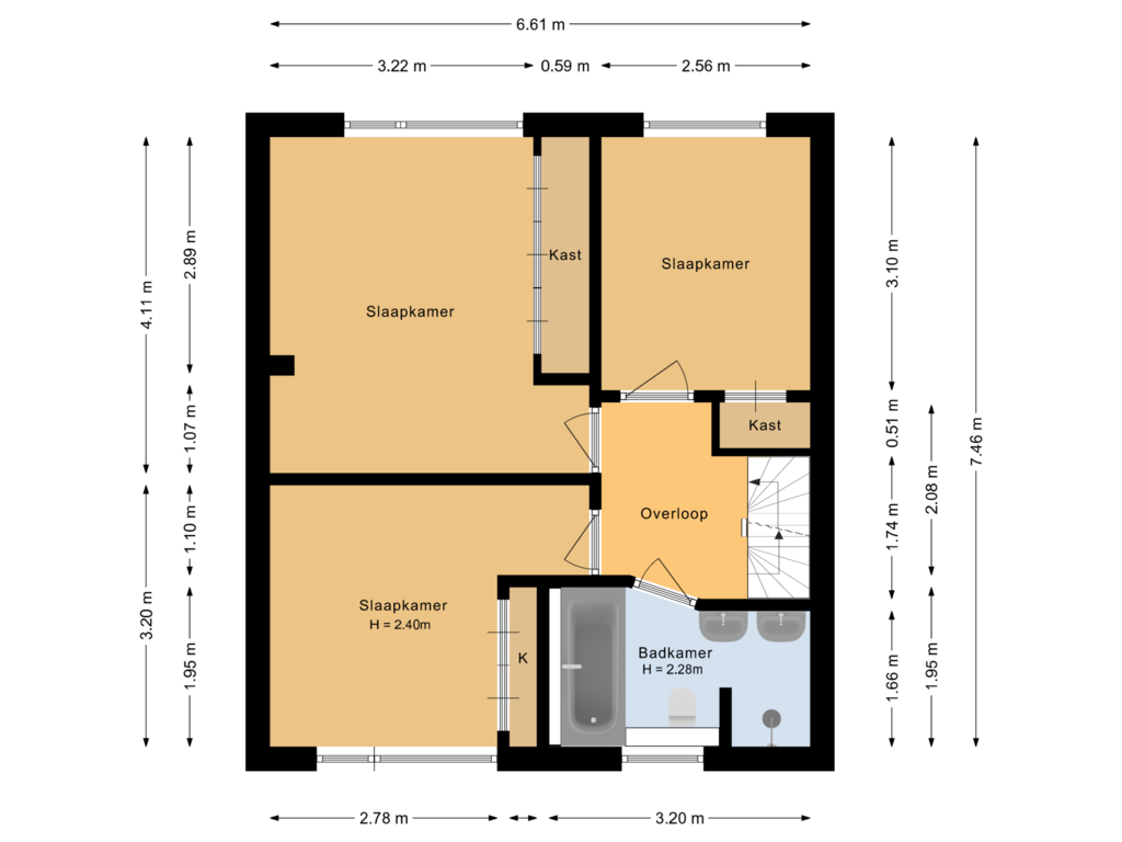 View floorplan of Eerste verdipeing of Boerhaar 27