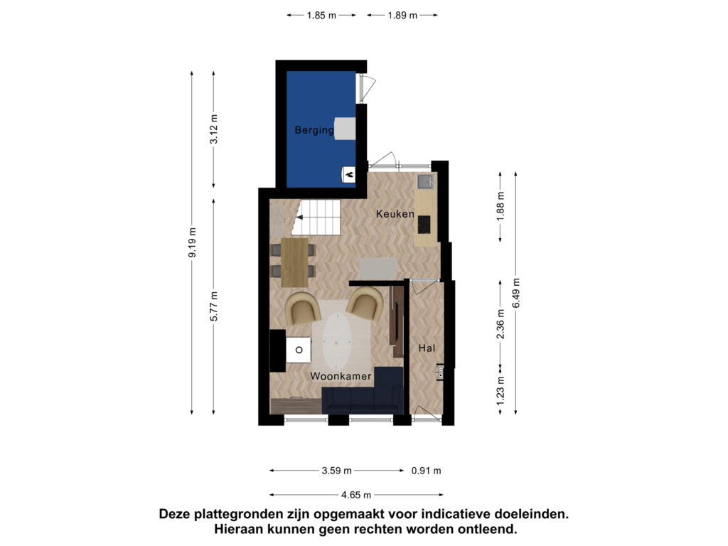 View floorplan of begane grond of Glacisstraat 21