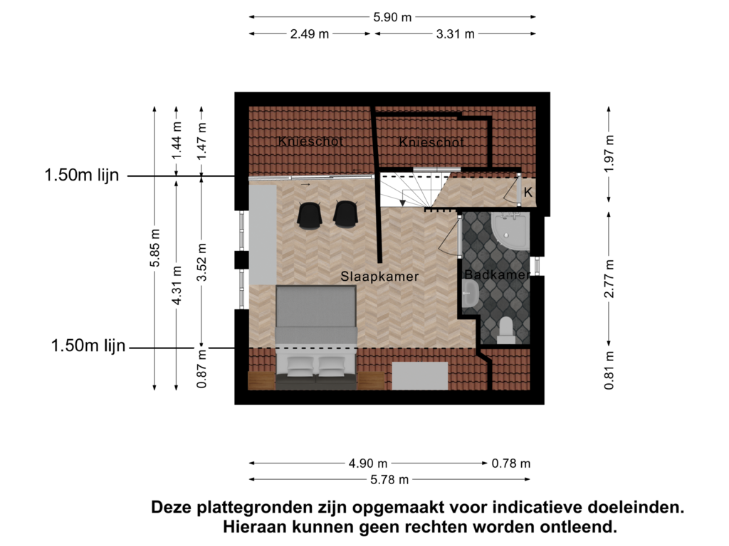 Bekijk plattegrond van 1e Verdieping van Glacisstraat 21