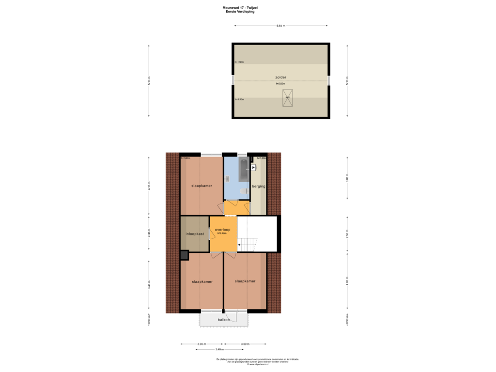 Bekijk plattegrond van Eerste Verdieping van Mounewei 17