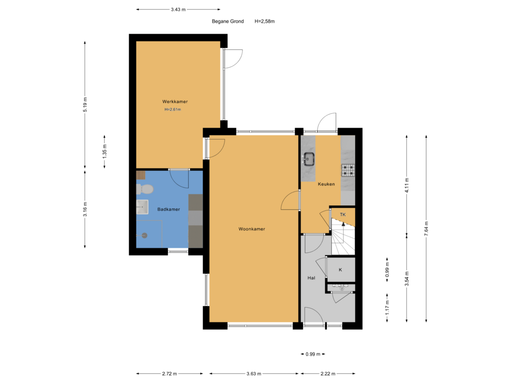 Bekijk plattegrond van Begane Grond van Kastanjestraat 1