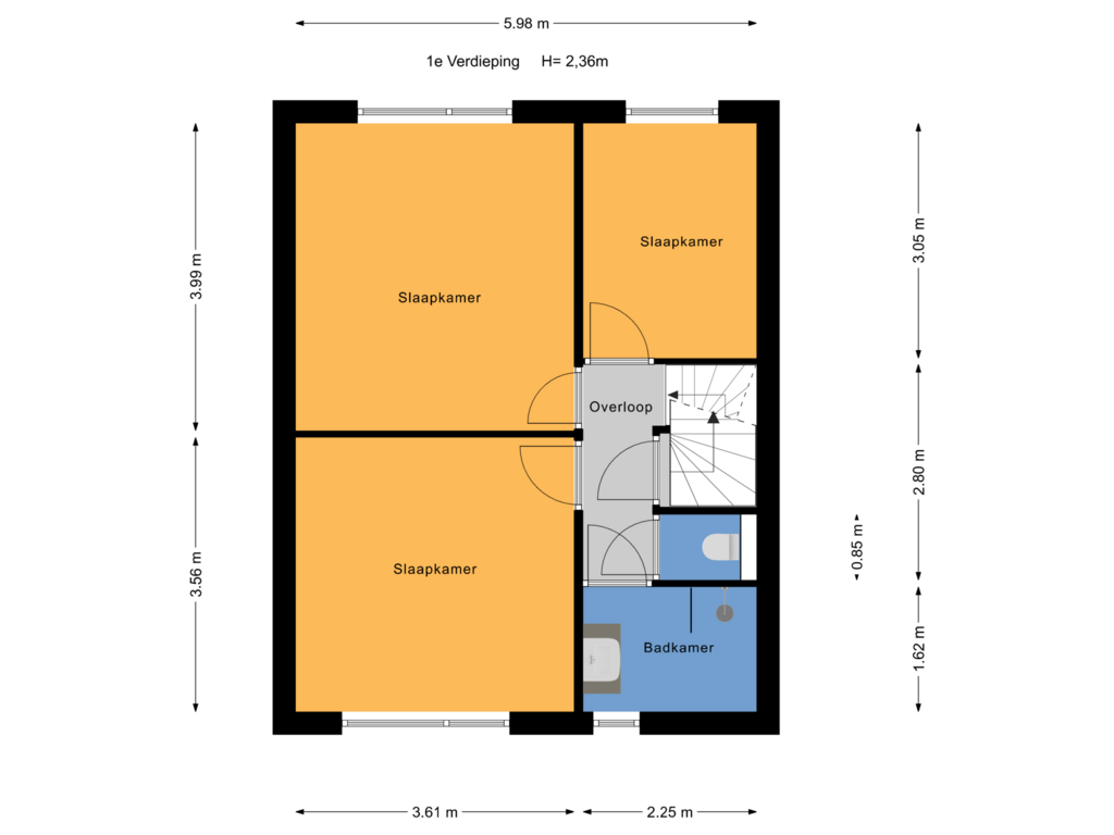 Bekijk plattegrond van 1e Verdieping van Kastanjestraat 1