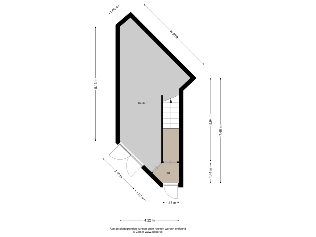 Bekijk plattegrond van Kelder van Mr. H.F. de Boerlaan 56