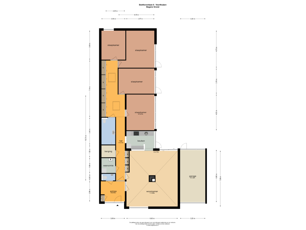 Bekijk plattegrond van BEGANE GROND van Beethovenlaan 8