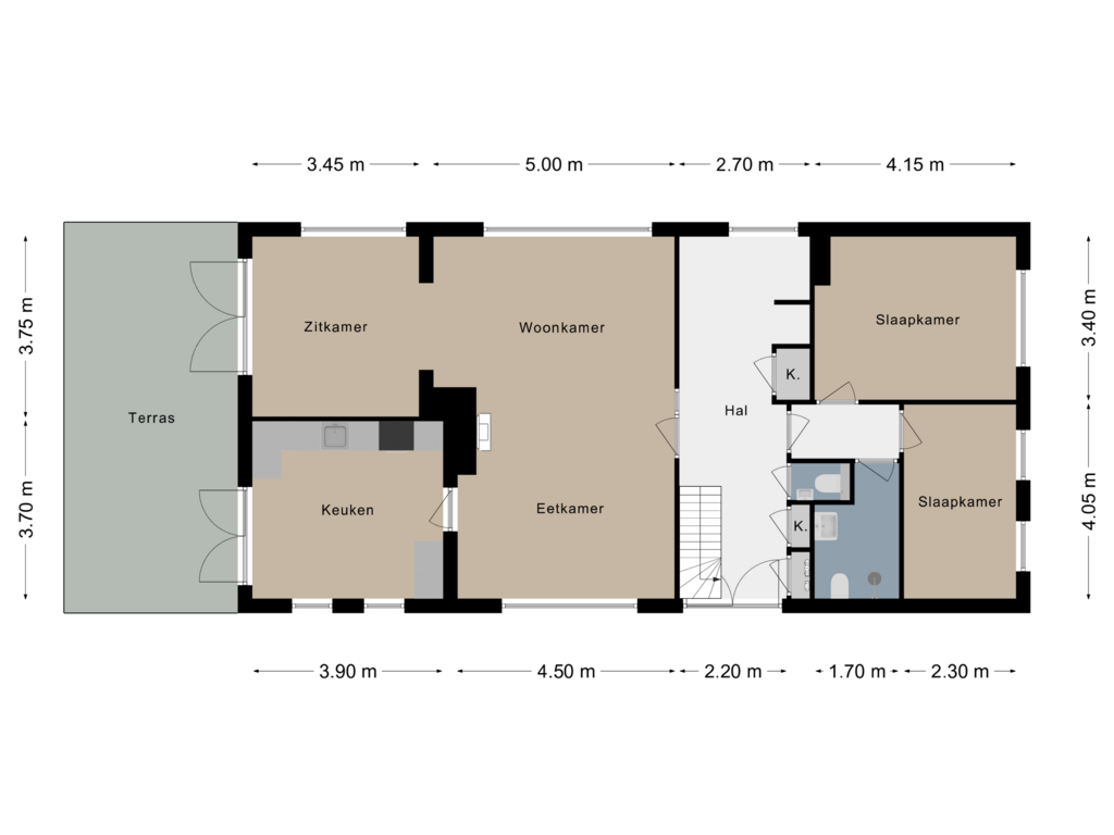 Bekijk plattegrond van Begane grond van Oude Akerweg 87