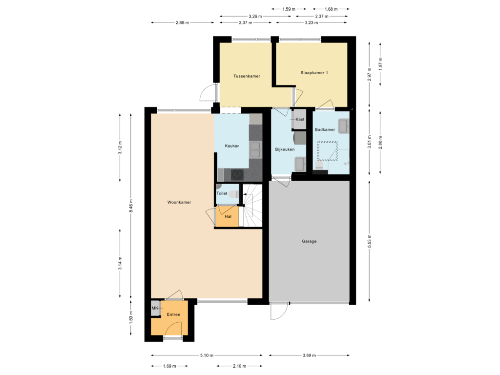 Bekijk plattegrond van Begane grond van Beukenlaan 2