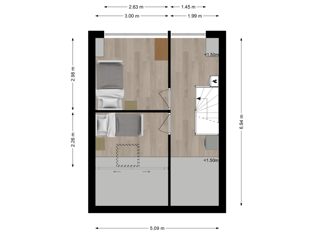 Bekijk plattegrond van Tweede verdieping van Midwoldestraat 19