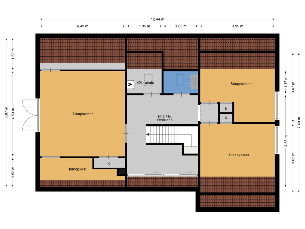 Bekijk plattegrond van Eerste verdieping van Dorpstraat 46-A