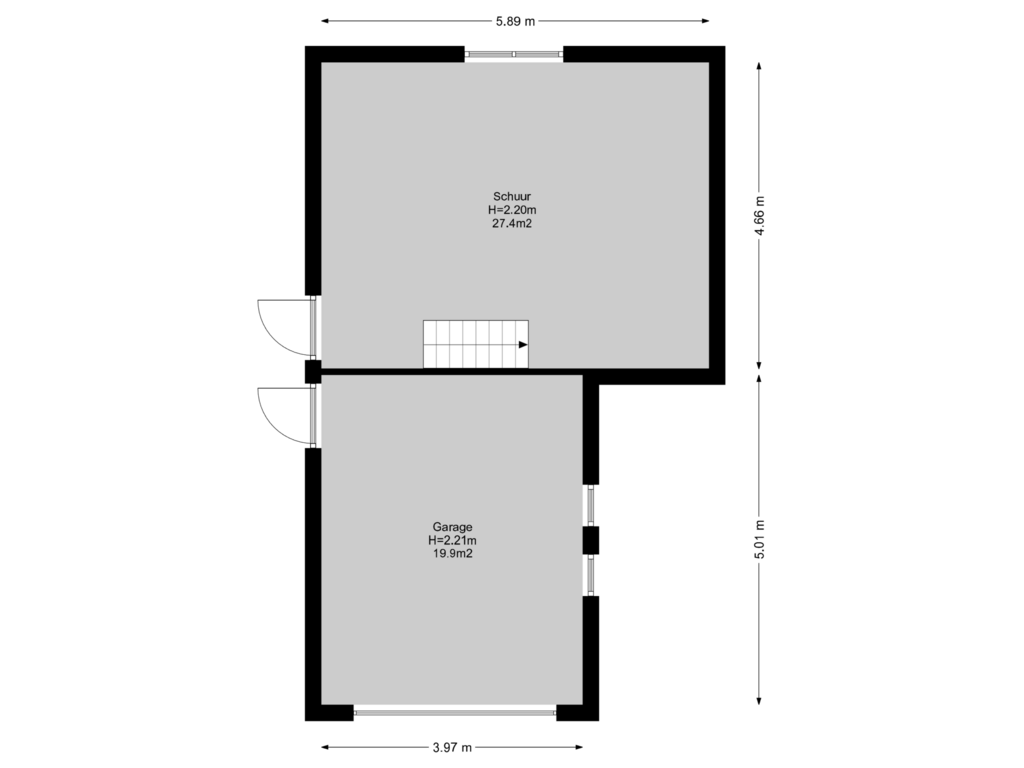 Bekijk plattegrond van Garage van Dorpstraat 46-A