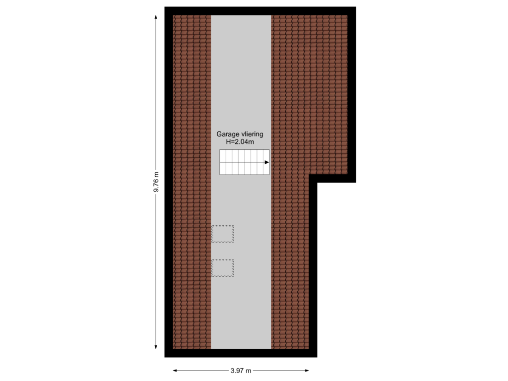 Bekijk plattegrond van Garage Vliering van Dorpstraat 46-A