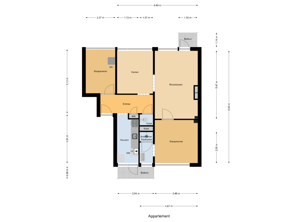 Bekijk plattegrond van Appartement van Breitnerlaan 20-A