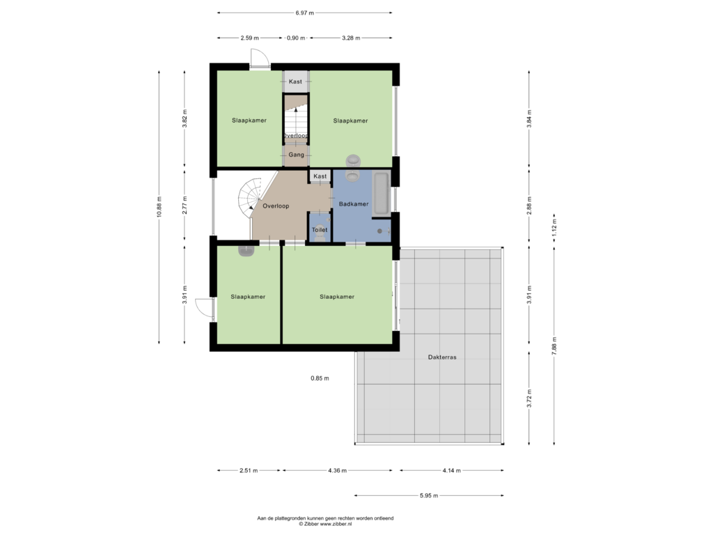 View floorplan of Eerste verdieping of Woeziksestraat 94