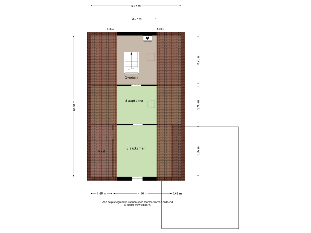 View floorplan of Tweede verdieping of Woeziksestraat 94