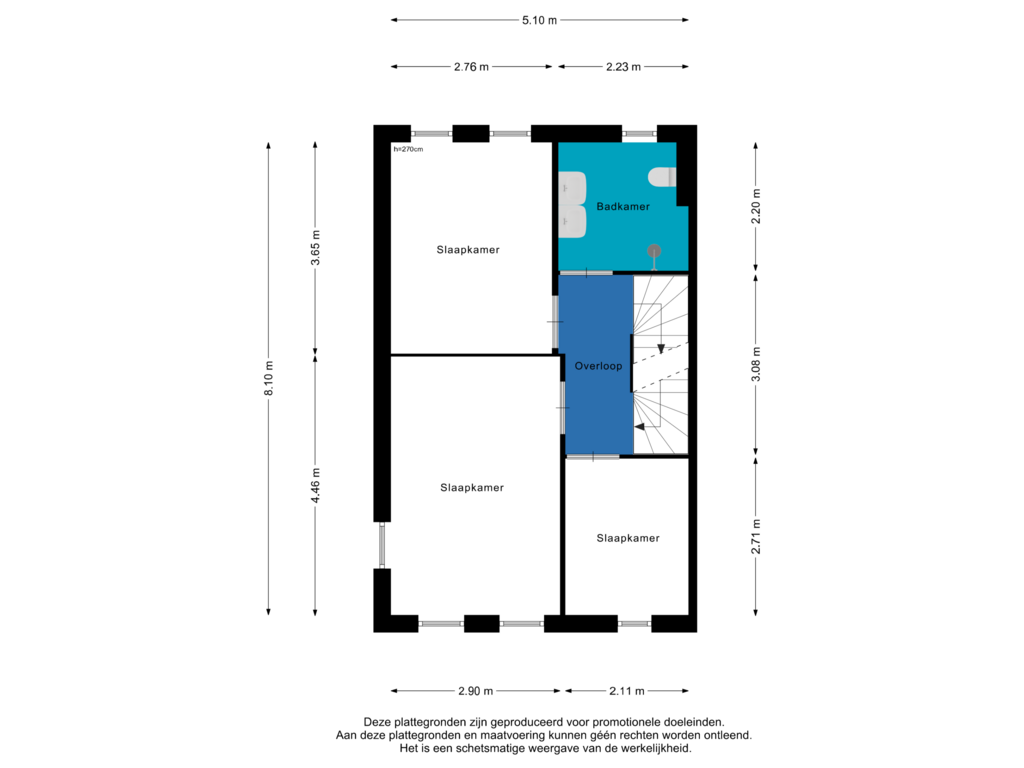 Bekijk plattegrond van 1e Verdieping van Zandekkers 21