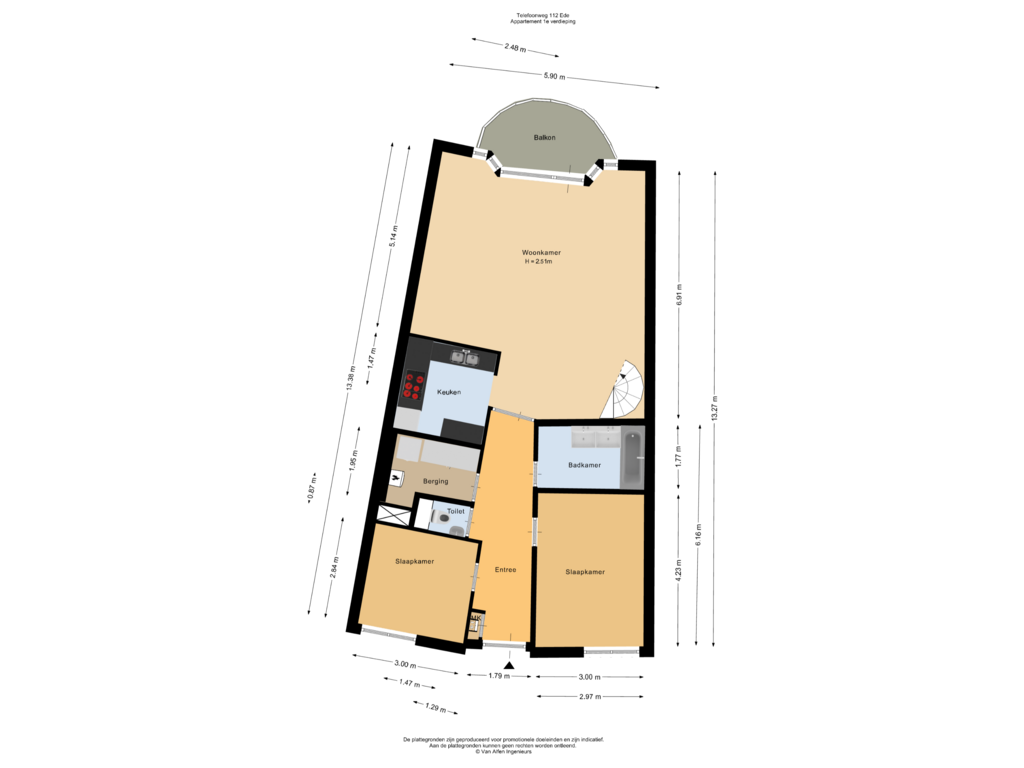 Bekijk plattegrond van Appartement 1e verdieping van Telefoonweg 112