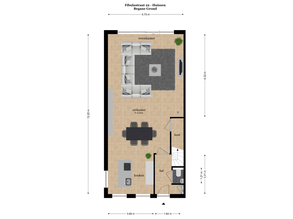 Bekijk plattegrond van BEGANE GROND van Fibulastraat 22