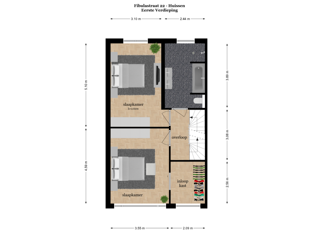 Bekijk plattegrond van EERSTE VERDIEPING van Fibulastraat 22