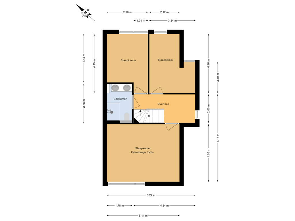 Bekijk plattegrond van 1e verdieping van Dreeslaan 243