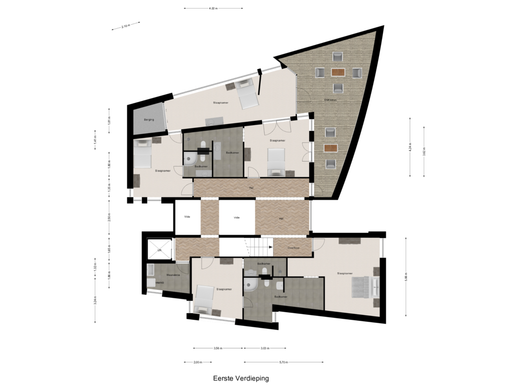 View floorplan of Eerste Verdieping of Noordoordplaat 34