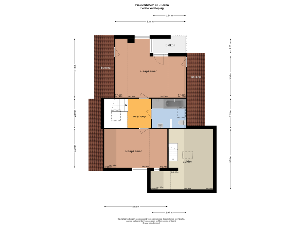 View floorplan of EERSTE VERDIEPING of Pinksterbloem 36