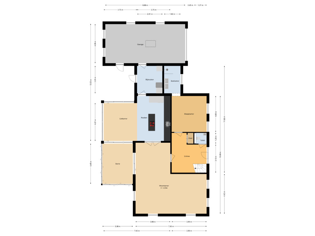 View floorplan of Begane grond of De Langeweg 7-A